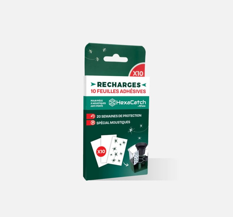 Feuilles adhésives : recharge pour pièges moustiques HexaCatch